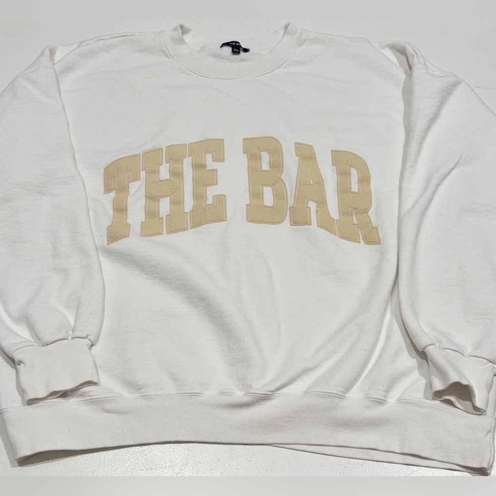 The Bar White and Tan Crewneck Sweater